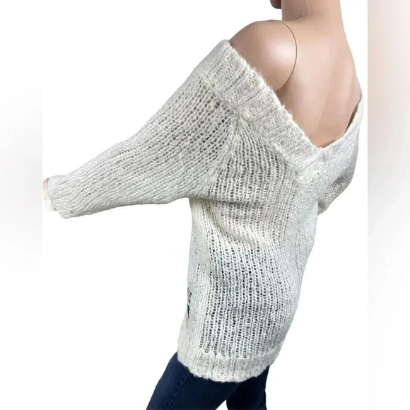 Rip Curl The Search Sheer Wool Blend Open Knit Womens Off Shoulder Sweater Sz L - Picture 3 of 9